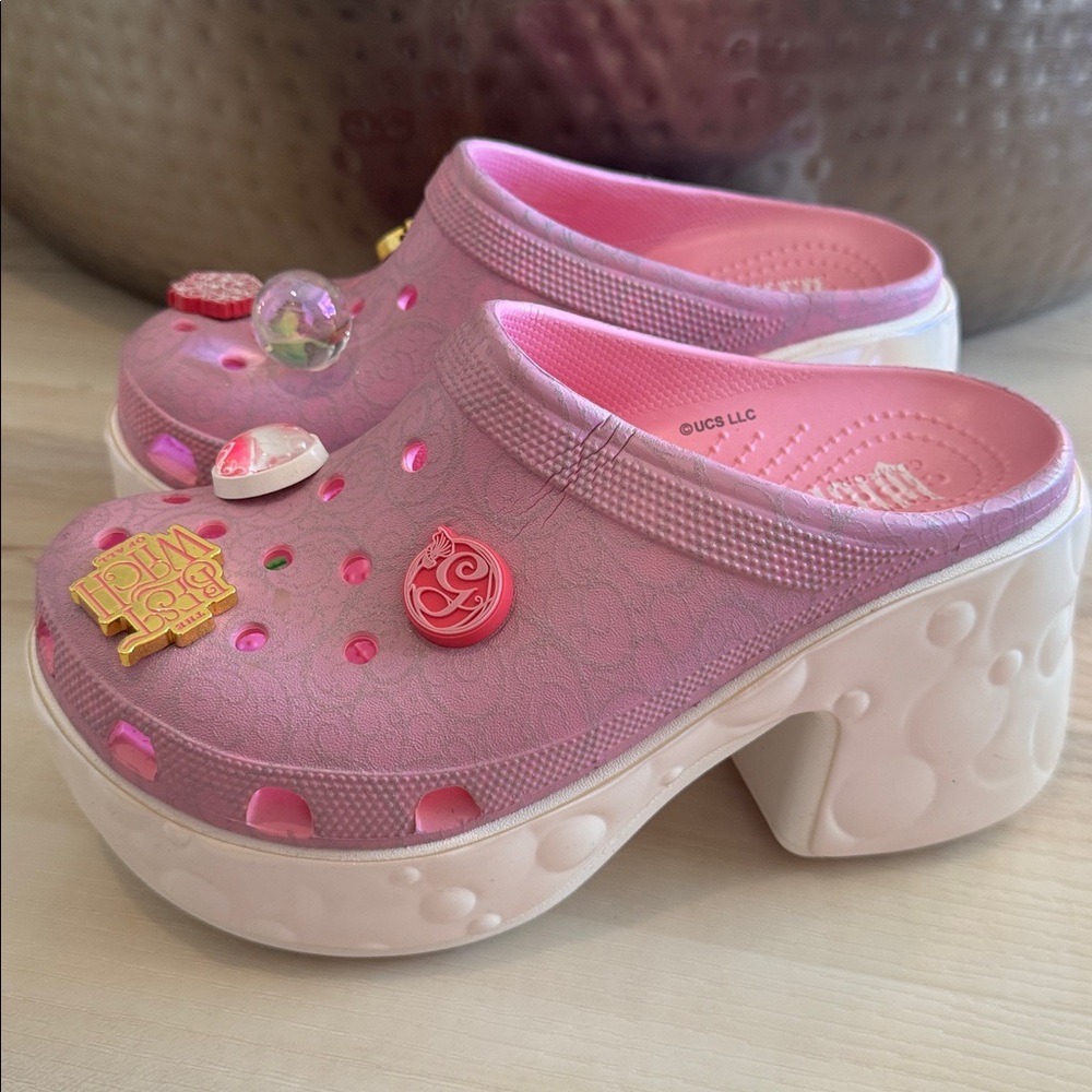 Crocs X Wicked Glinda Siren Platform Clog Pink Women’s 8 210525 Jibbitz